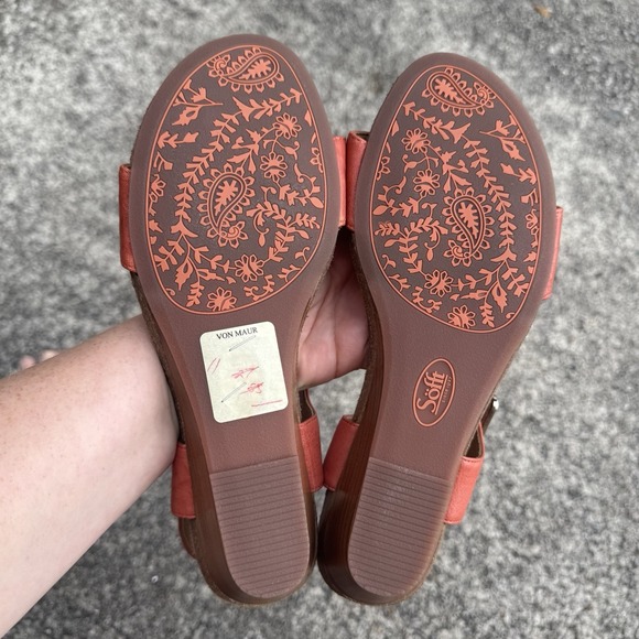 Sofft Leather Wedges Verdi II Women's Sz 11 M Canyon Coral Red Orange - Picture 9 of 10